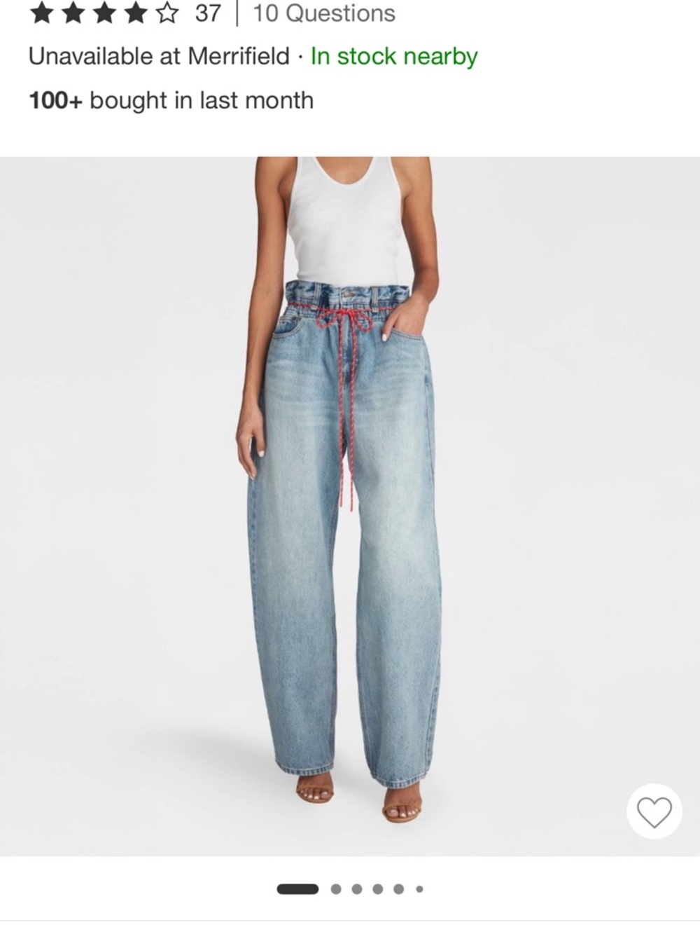Target Light Blue Wide-Leg High-Rise Jeans with Red Drawcord